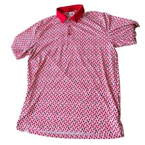 Puma Volition America Polo Shirt Mens Large Red White Blue Golf Independence Day